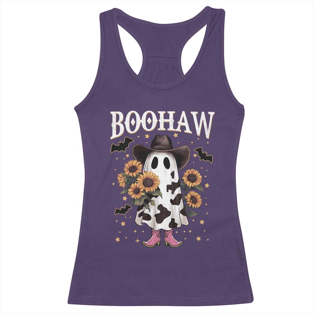 Funny Boohaw Halloween Western Cowboy Ghost Racerback Tank Top TS11 Purple Print Your Wear