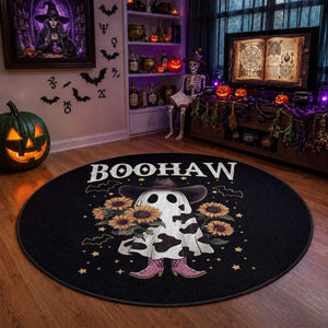 Funny Boohaw Halloween Western Cowboy Ghost Round Rug