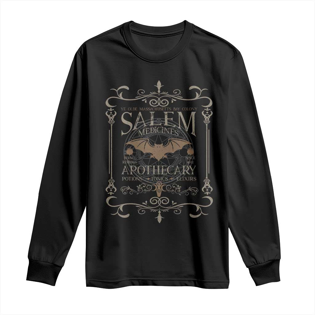 Halloween Salem Witch Long Sleeve Shirt Salem Ye Olde Massachusetts Bay Colony Gothic Bat TS11 Black Print Your Wear
