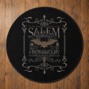 Halloween Salem Witch Round Rug Salem Ye Olde Massachusetts Bay Colony Gothic Bat