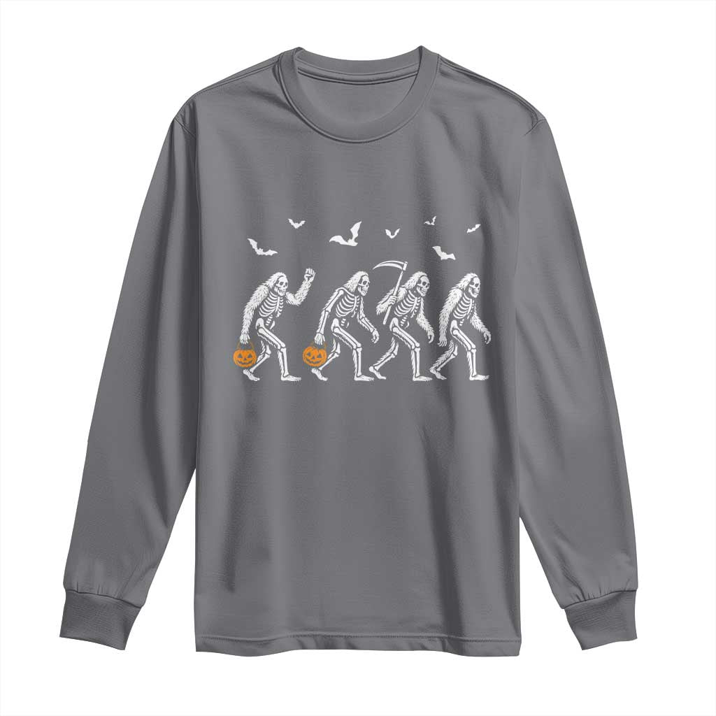 Funny Halloween Bigfoot Long Sleeve Shirt Skeleton Sasquatch Jack O Lantern TS11 Charcoal Print Your Wear