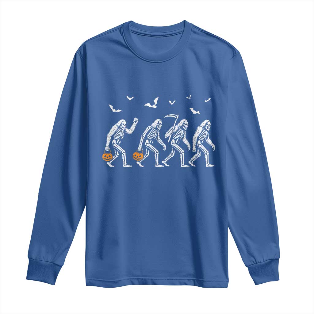 Funny Halloween Bigfoot Long Sleeve Shirt Skeleton Sasquatch Jack O Lantern TS11 Royal Blue Print Your Wear