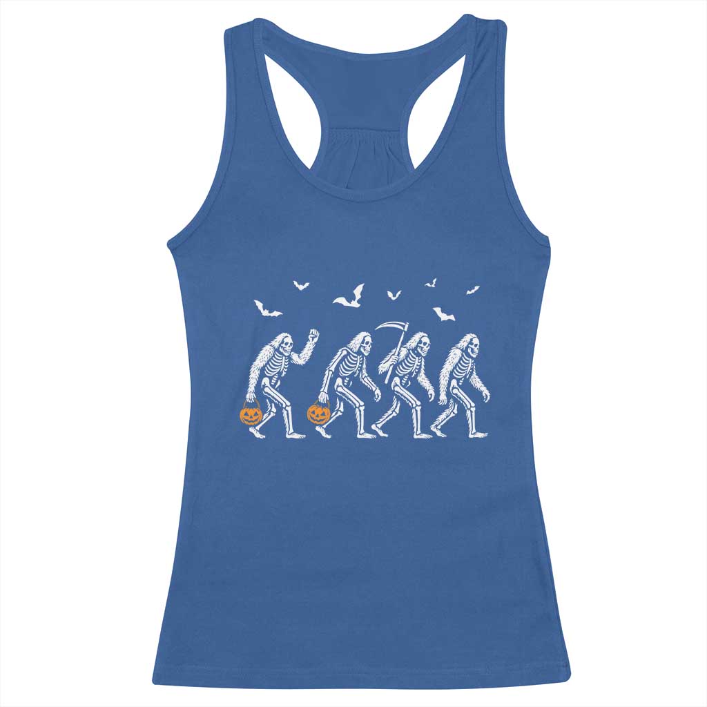 Funny Halloween Bigfoot Racerback Tank Top Skeleton Sasquatch Jack O Lantern TS11 Royal Blue Print Your Wear