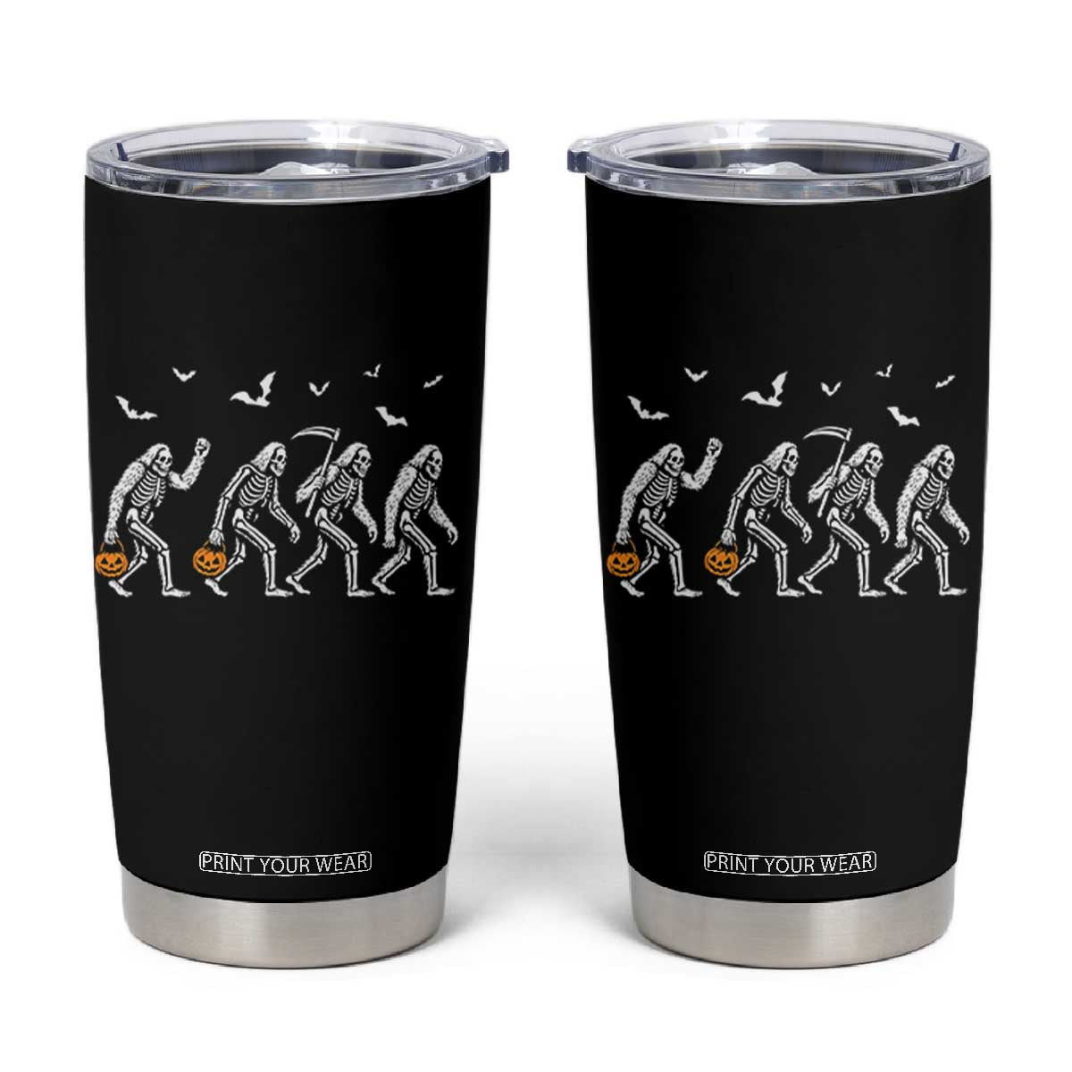 Funny Halloween Bigfoot Tumbler Cup Skeleton Sasquatch Jack O Lantern TS11 Black Print Your Wear