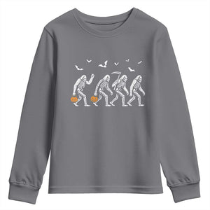 Funny Halloween Bigfoot Youth Sweatshirt Skeleton Sasquatch Jack O Lantern TS11 Charcoal Print Your Wear