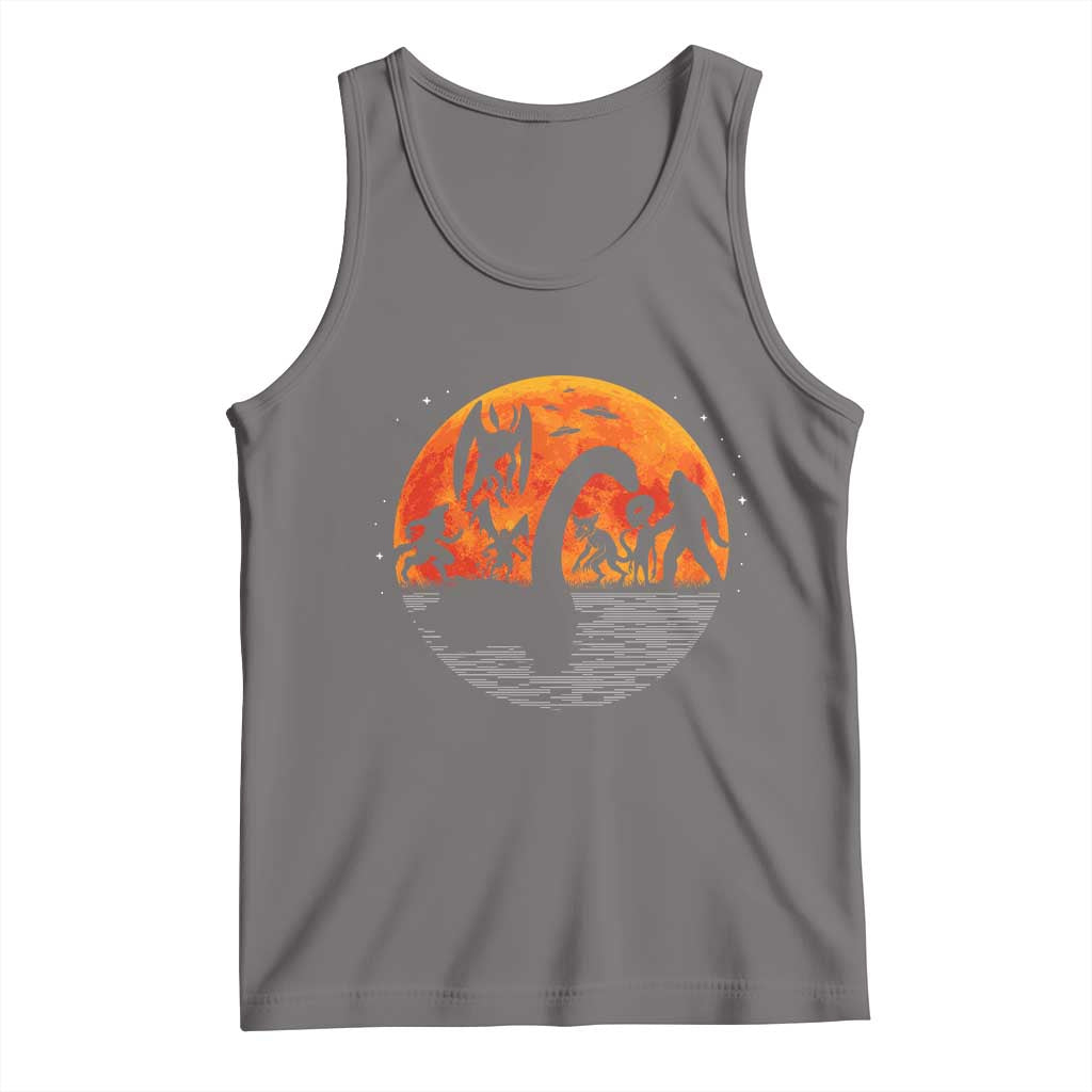 Funny Halloween Cryptid Folklore Bigfoot Alien Mothman Tank Top TS11 Deep Heather Print Your Wear