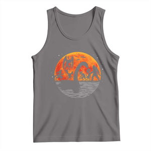 Funny Halloween Cryptid Folklore Bigfoot Alien Mothman Tank Top TS11 Deep Heather Print Your Wear