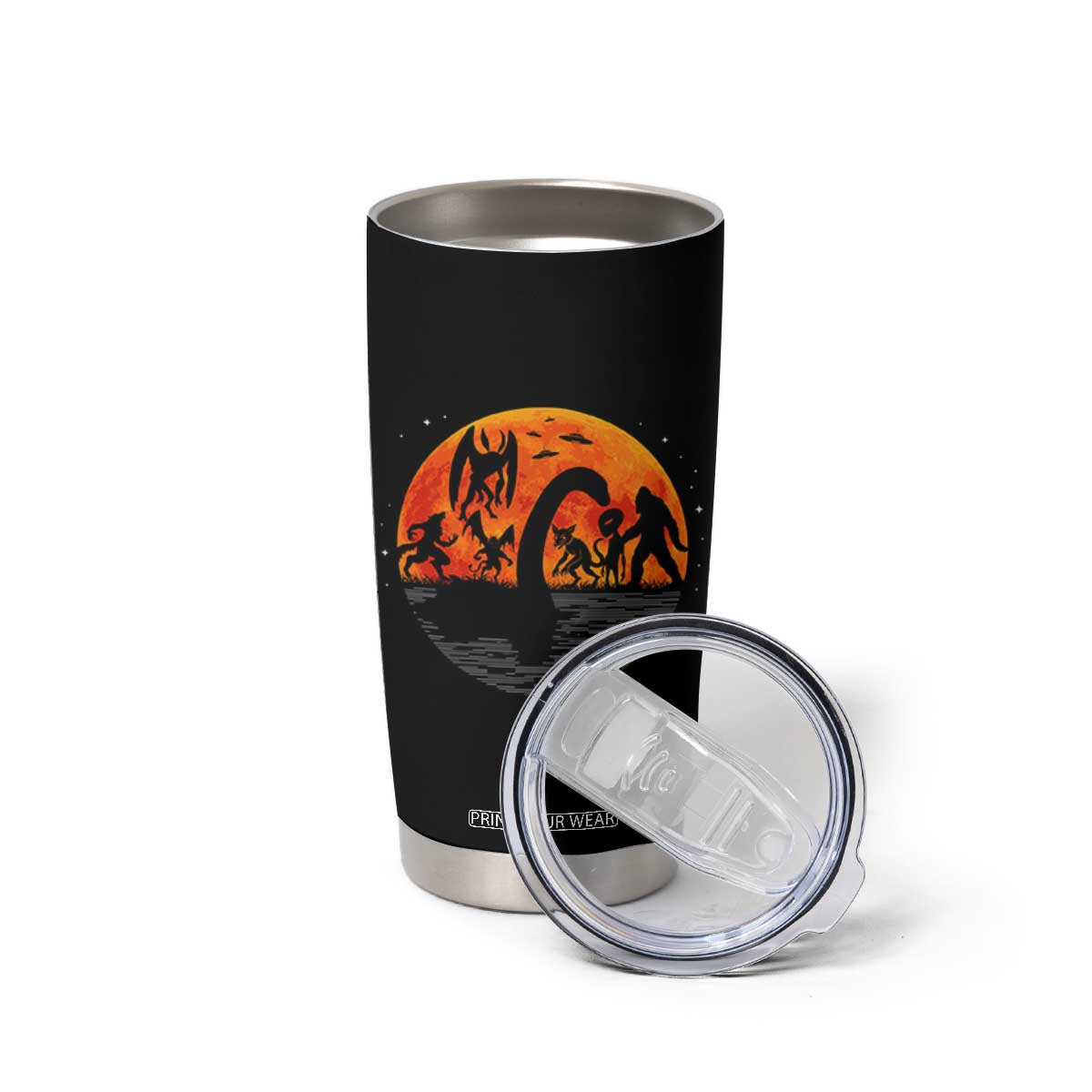 Funny Halloween Cryptid Folklore Bigfoot Alien Mothman Tumbler Cup TS11 Print Your Wear