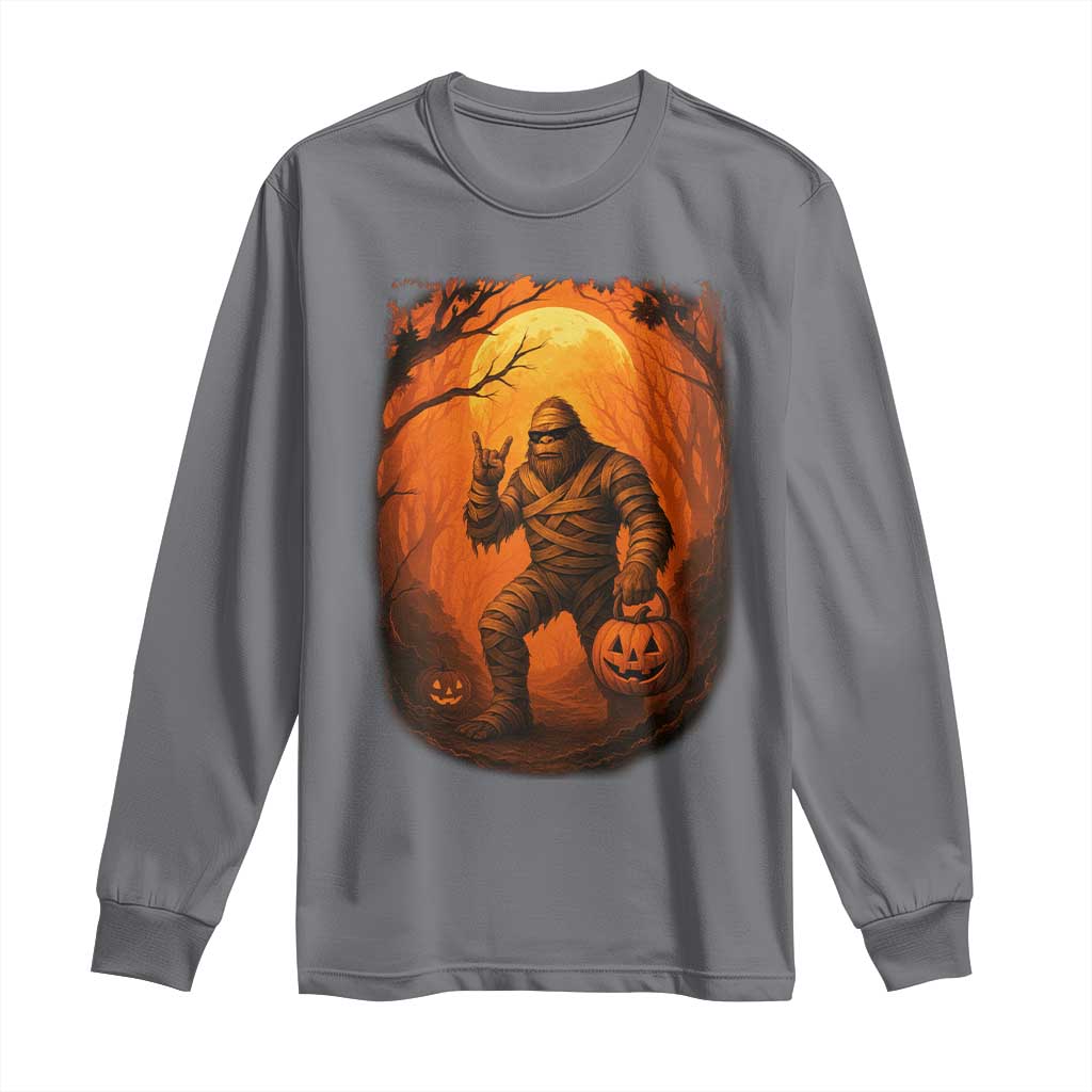 Funny Halloween Bigfoot Scary Spooky Cryptid Sasquatch Long Sleeve Shirt TS11 Charcoal Print Your Wear
