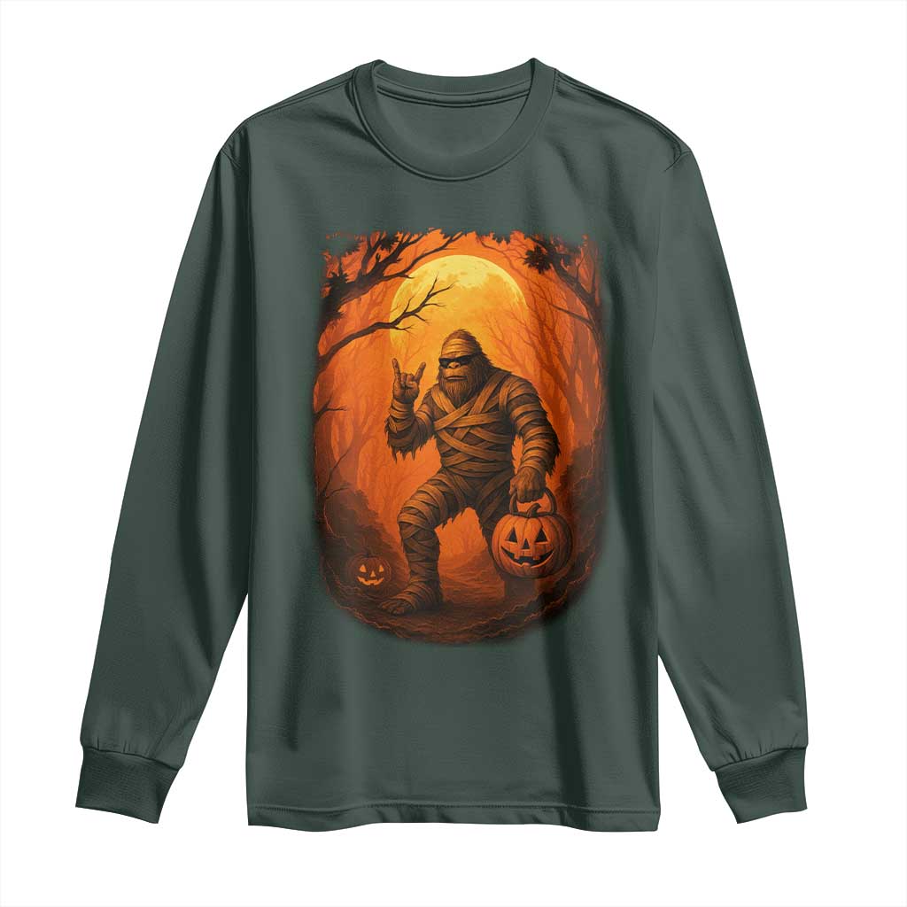 Funny Halloween Bigfoot Scary Spooky Cryptid Sasquatch Long Sleeve Shirt TS11 Dark Forest Green Print Your Wear