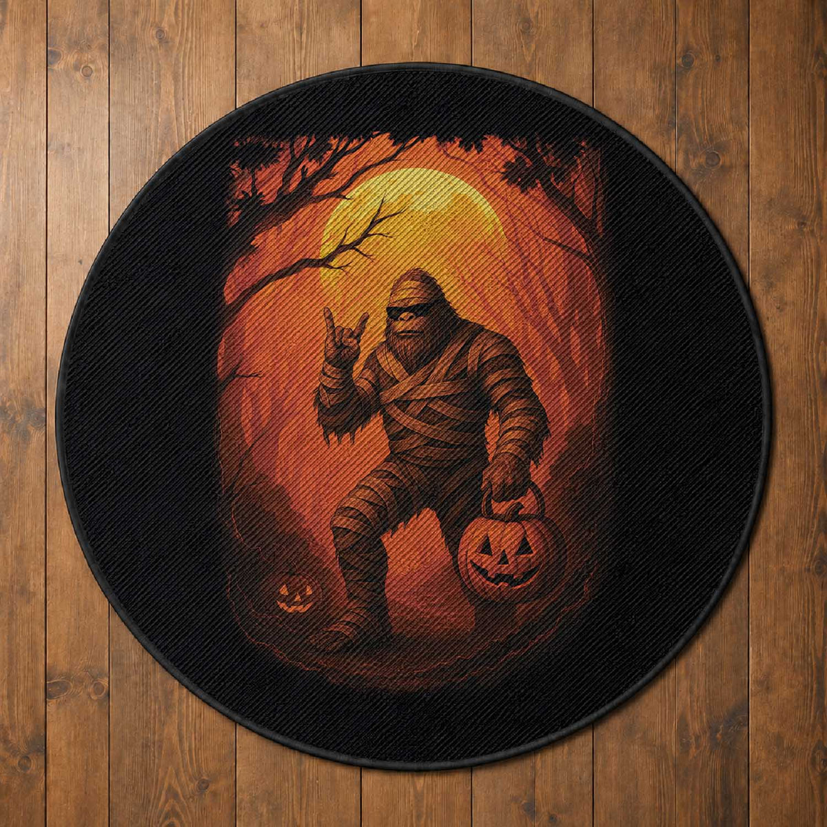 Funny Halloween Bigfoot Scary Spooky Cryptid Sasquatch Round Rug
