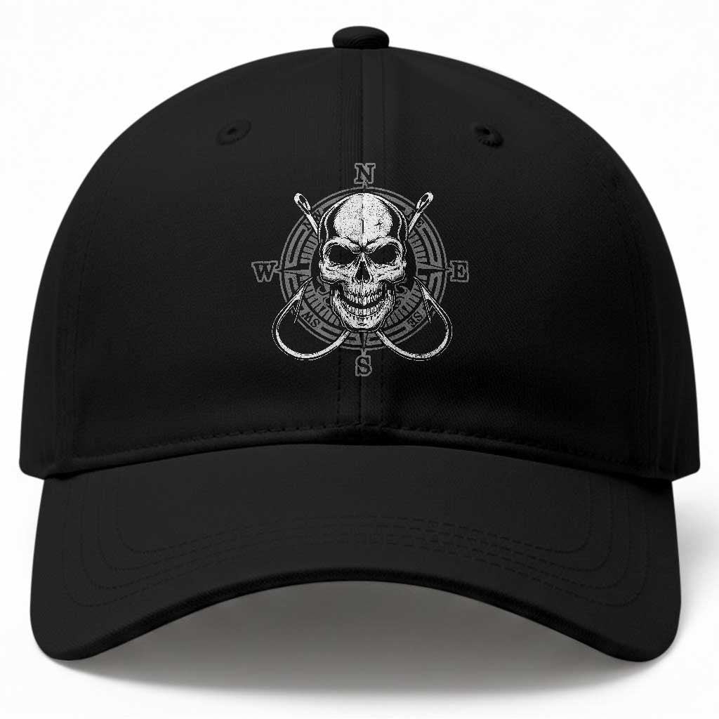 Funny Fishing Lover Baseball Cap Pirate Skull Fishing Hook Compass TS11 Print Your Wear