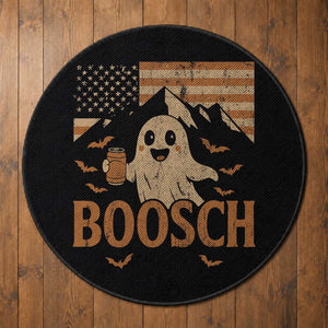 Funny Ghost Boosch Beer Halloween Round Rug Vintage American Flag