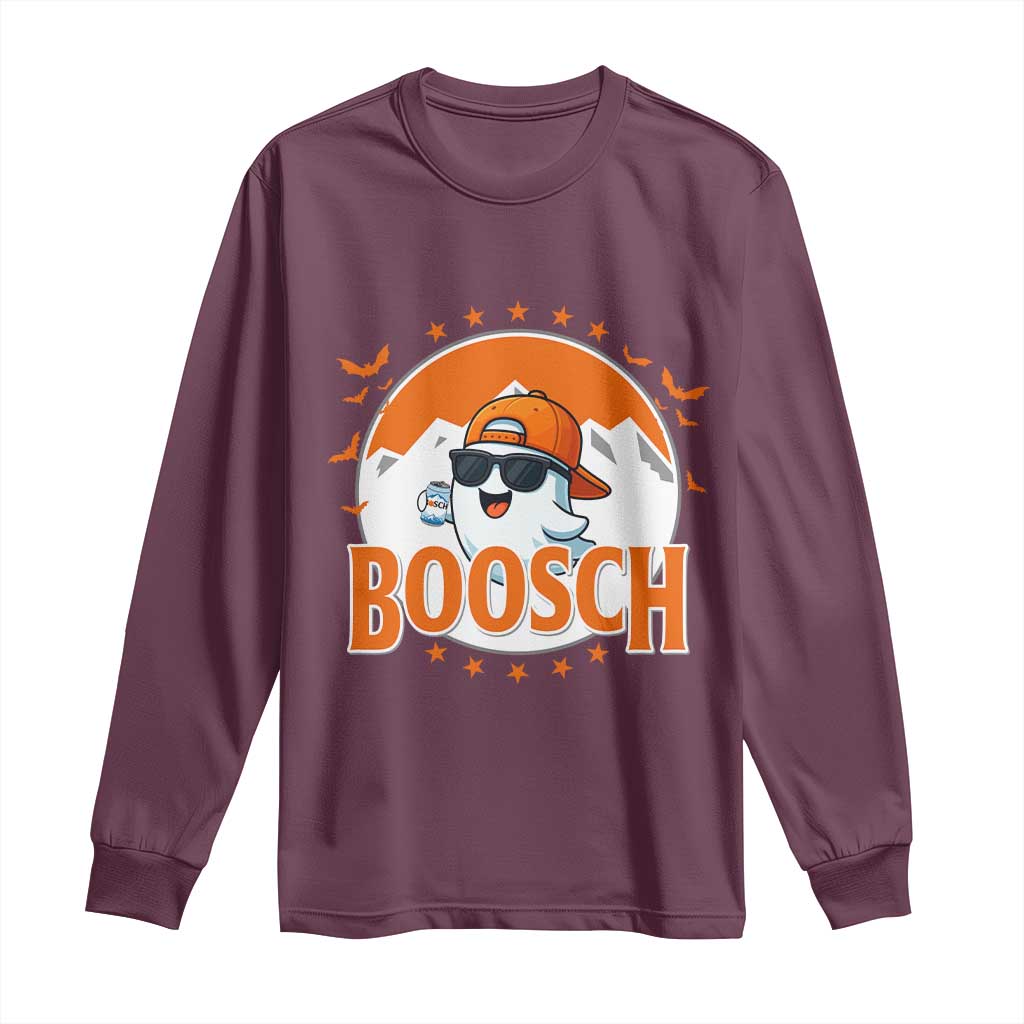 Funny Ghost Boosch Beer Halloween Long Sleeve Shirt Mountain Bat TS11 Maroon Print Your Wear