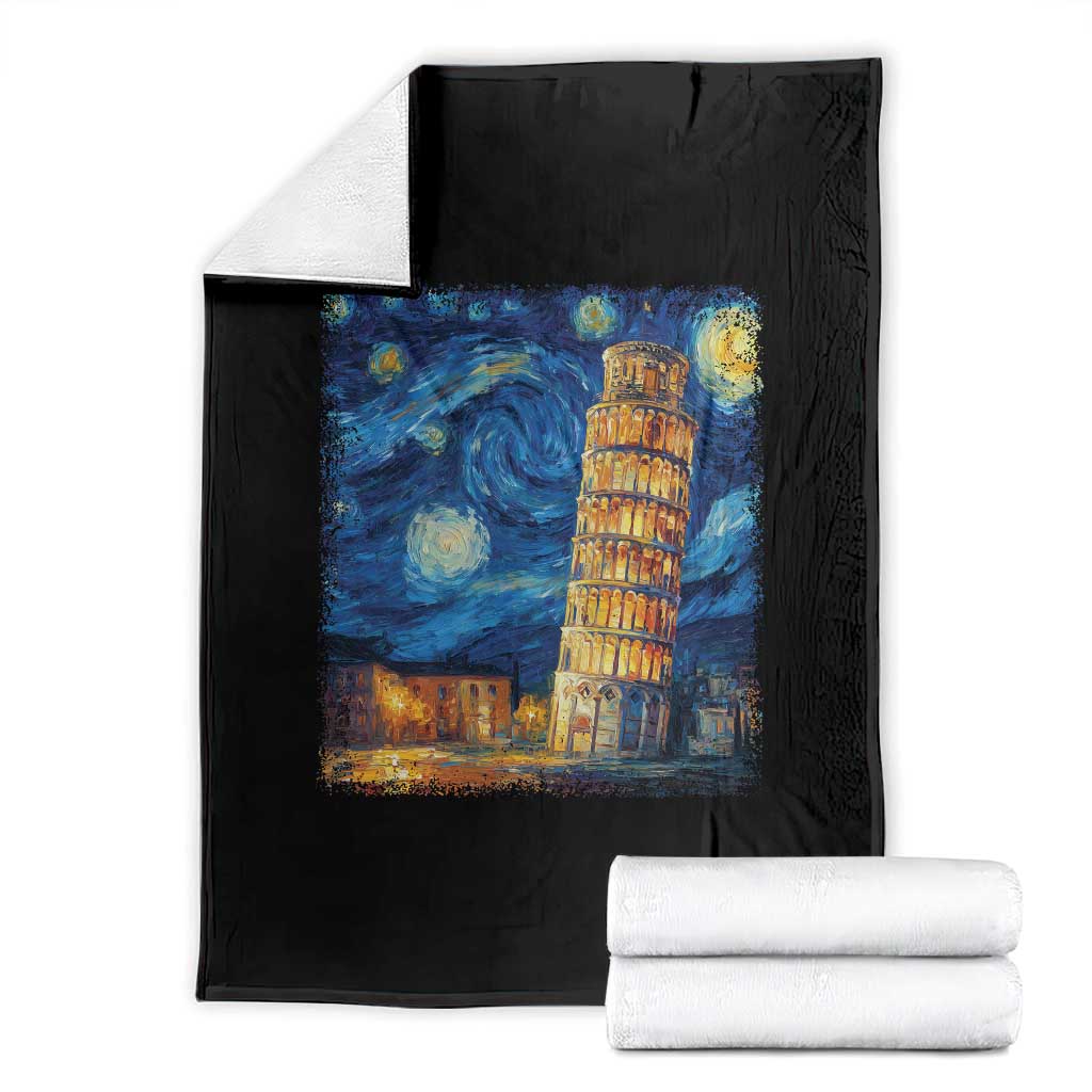 Italy Pisa Tower Starry Night Italian Rome Tourists Throw Blanket