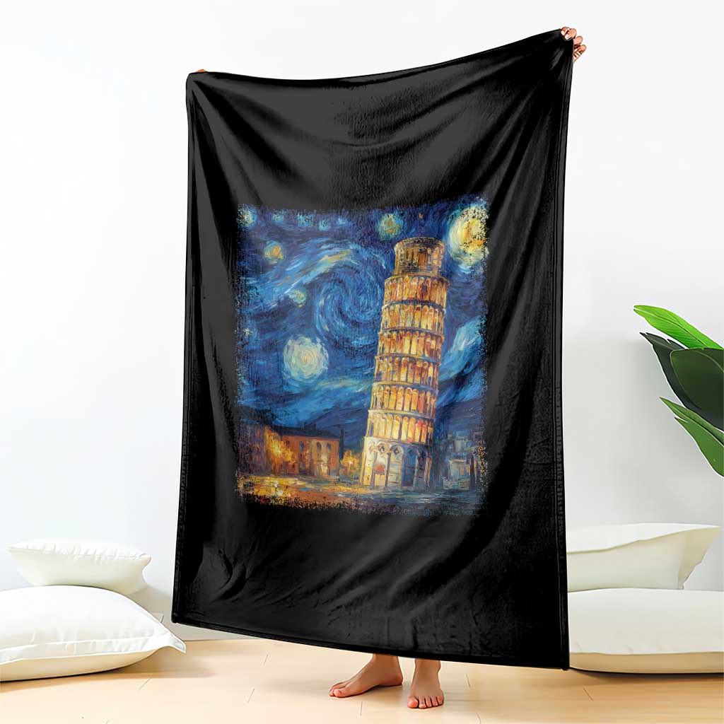 Italy Pisa Tower Starry Night Italian Rome Tourists Throw Blanket