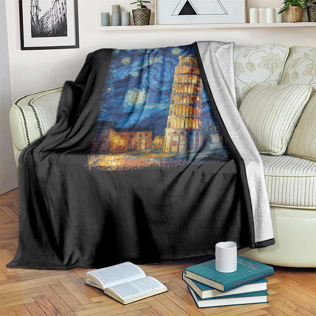 Italy Pisa Tower Starry Night Italian Rome Tourists Throw Blanket
