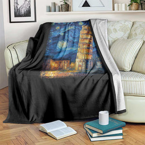 Italy Pisa Tower Starry Night Italian Rome Tourists Throw Blanket