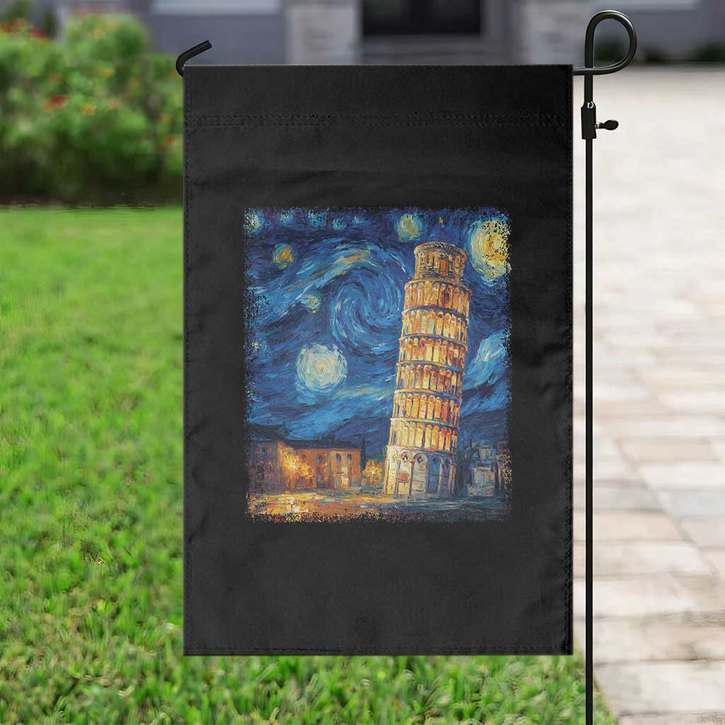 Italy Pisa Tower Starry Night Italian Rome Tourists Garden Flag