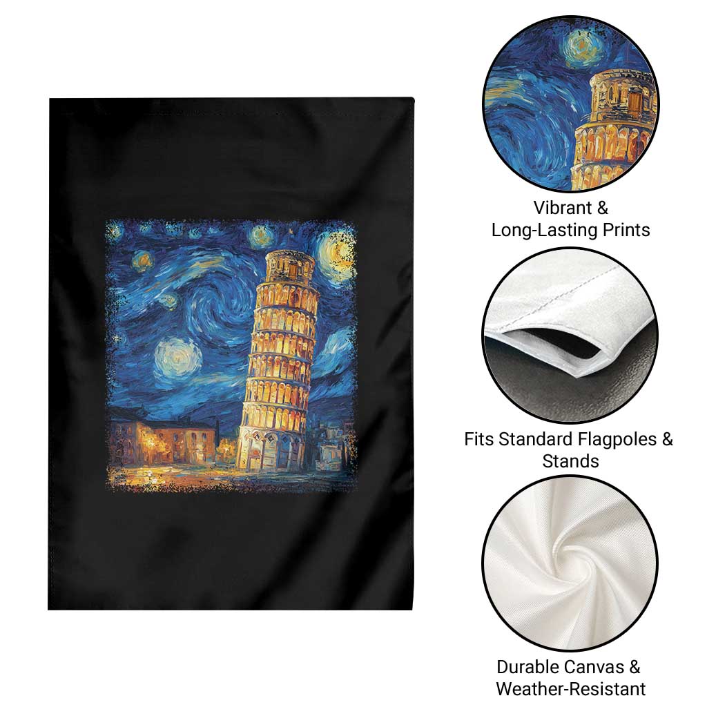 Italy Pisa Tower Starry Night Italian Rome Tourists Garden Flag