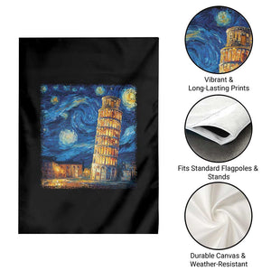 Italy Pisa Tower Starry Night Italian Rome Tourists Garden Flag