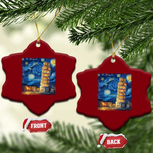 Italy Pisa Tower Starry Night Italian Rome Tourists Ceramic Ornament