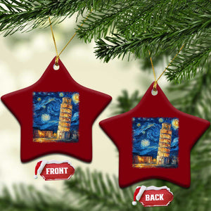 Italy Pisa Tower Starry Night Italian Rome Tourists Ceramic Ornament