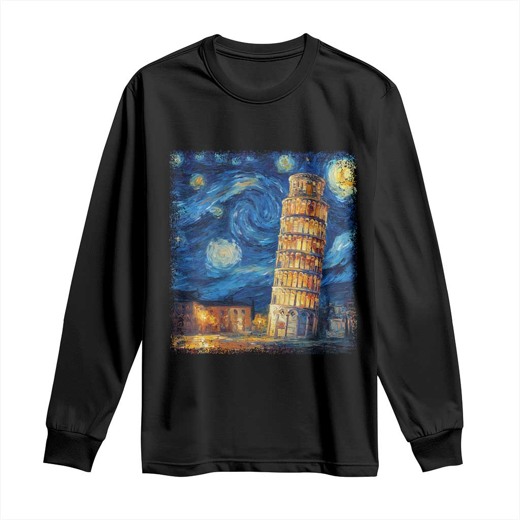Italy Pisa Tower Starry Night Italian Rome Tourists Long Sleeve Shirt