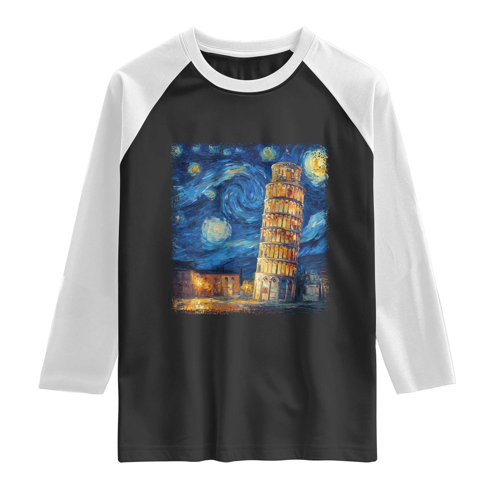 Italy Pisa Tower Starry Night Italian Rome Tourists Raglan Shirt