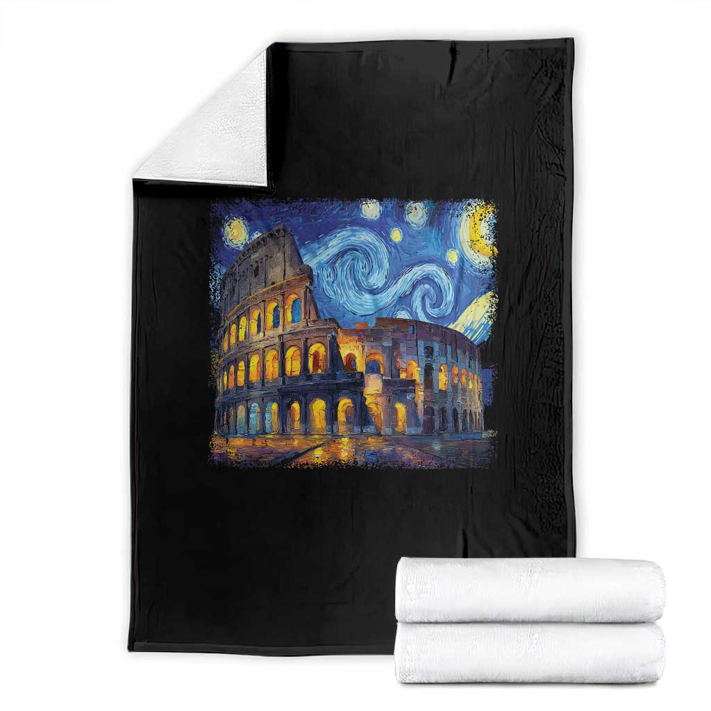 Italy Rome Colosseum Starry Night Roman Amphitheatre Ancient Throw Blanket