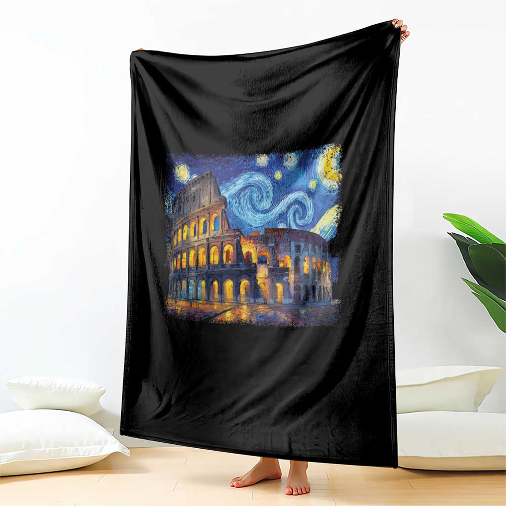 Italy Rome Colosseum Starry Night Roman Amphitheatre Ancient Throw Blanket