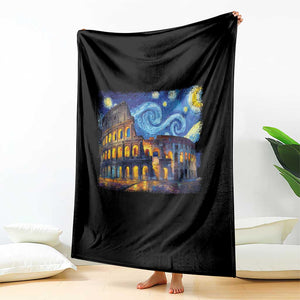 Italy Rome Colosseum Starry Night Roman Amphitheatre Ancient Throw Blanket