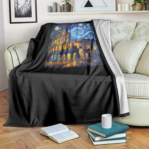 Italy Rome Colosseum Starry Night Roman Amphitheatre Ancient Throw Blanket