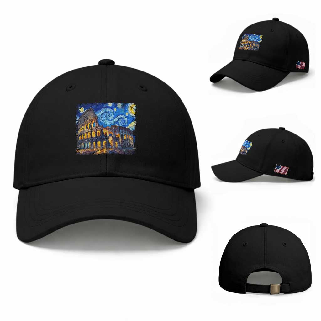 Italy Rome Colosseum Starry Night Roman Amphitheatre Ancient Baseball Cap