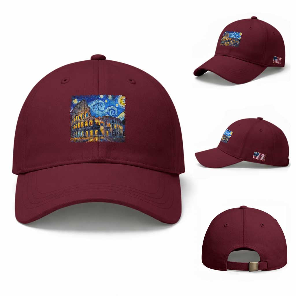 Italy Rome Colosseum Starry Night Roman Amphitheatre Ancient Baseball Cap