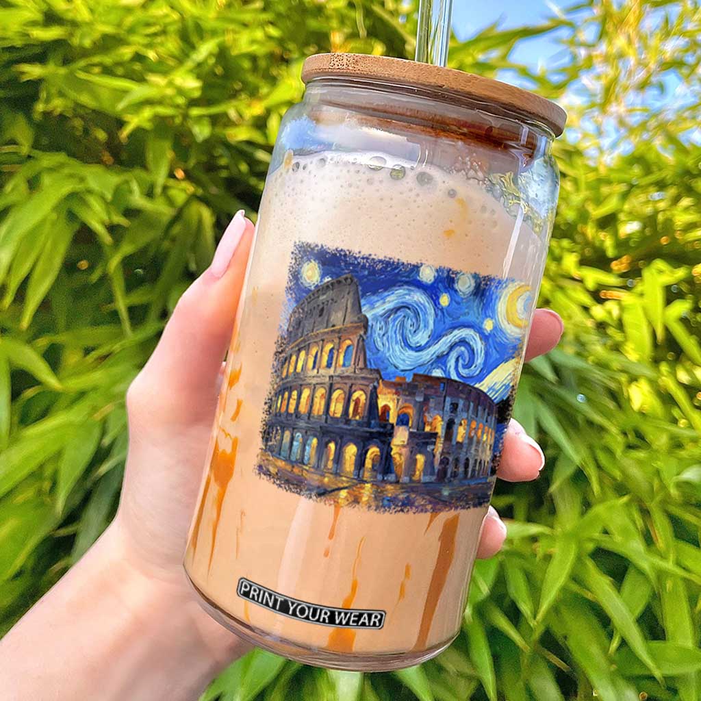 Italy Rome Colosseum Starry Night Roman Amphitheatre Ancient Glass Can