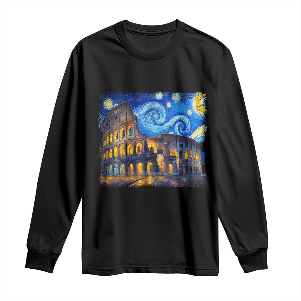 Italy Rome Colosseum Starry Night Roman Amphitheatre Ancient Long Sleeve Shirt