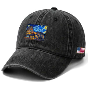 Italy Rome Colosseum Starry Night Roman Amphitheatre Ancient Washed Cotton Baseball Cap