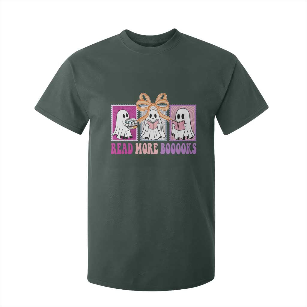 Halloween Teacher T Shirt For Kid Read More Boooooks Cute Ghost Reading Books TS11 Dark Forest Green Print Your Wear