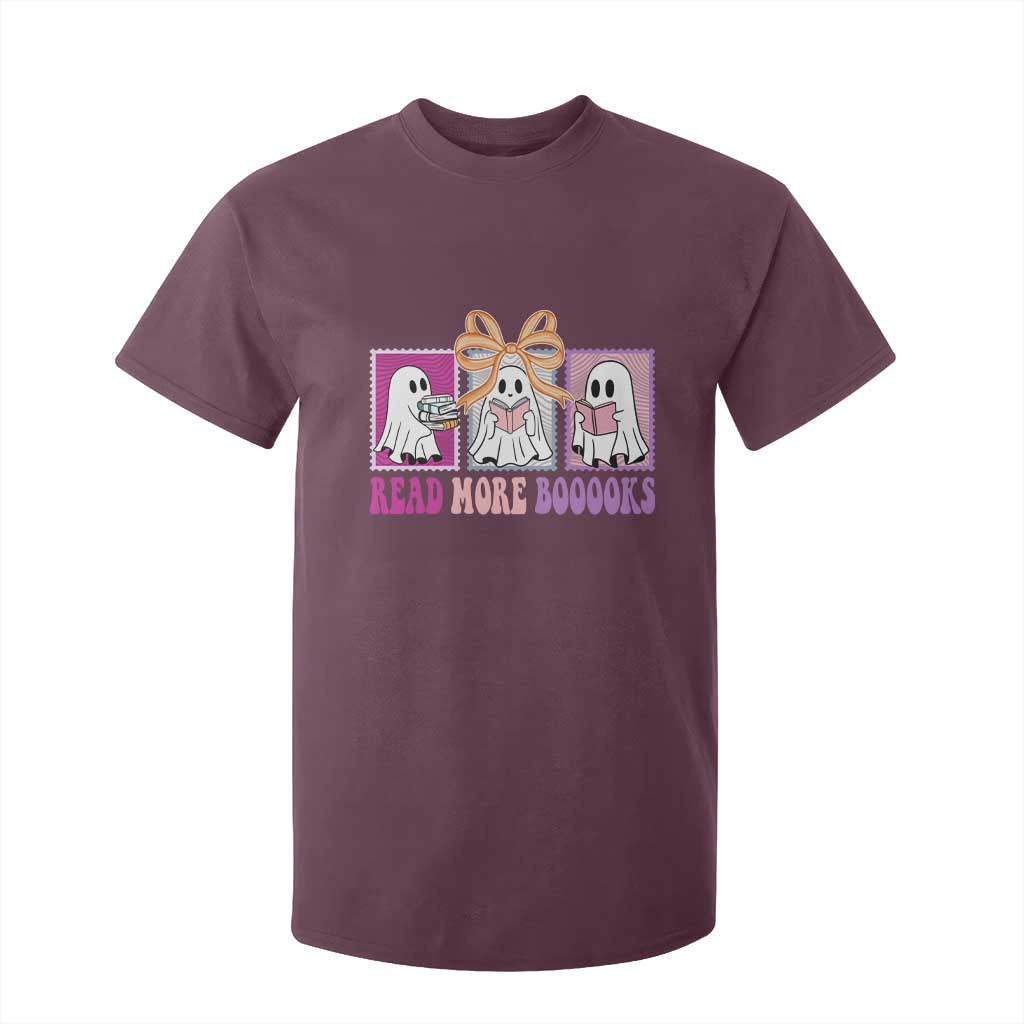 Halloween Teacher T Shirt For Kid Read More Boooooks Cute Ghost Reading Books TS11 Maroon Print Your Wear