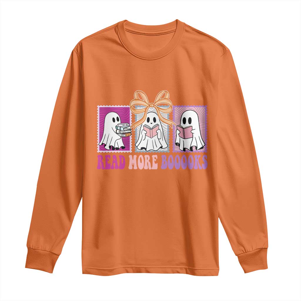 Halloween Teacher Long Sleeve Shirt Read More Boooooks Cute Ghost Reading Books TS11 Orange Print Your Wear
