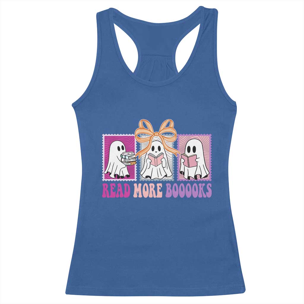 Halloween Teacher Racerback Tank Top Read More Boooooks Cute Ghost Reading Books TS11 Royal Blue Print Your Wear