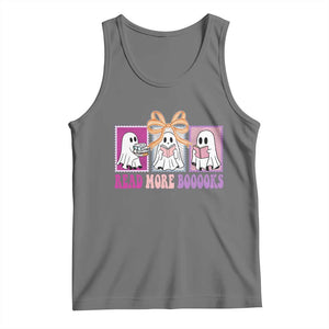 Halloween Teacher Tank Top Read More Boooooks Cute Ghost Reading Books TS11 Black Heather Print Your Wear