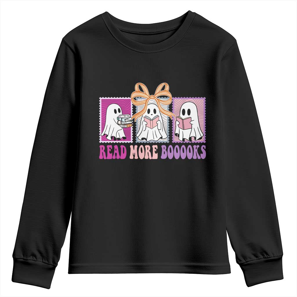 Halloween Teacher Youth Sweatshirt Read More Boooooks Cute Ghost Reading Books TS11 Black Print Your Wear