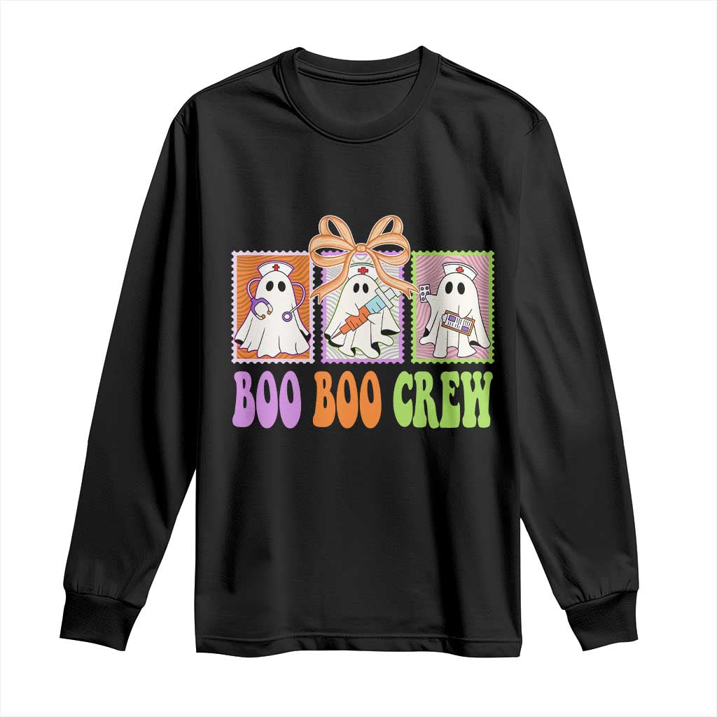 Halloween Nurse Long Sleeve Shirt Boo Boo Crew Cute Spooky Ghost TS11 Black Print Your Wear