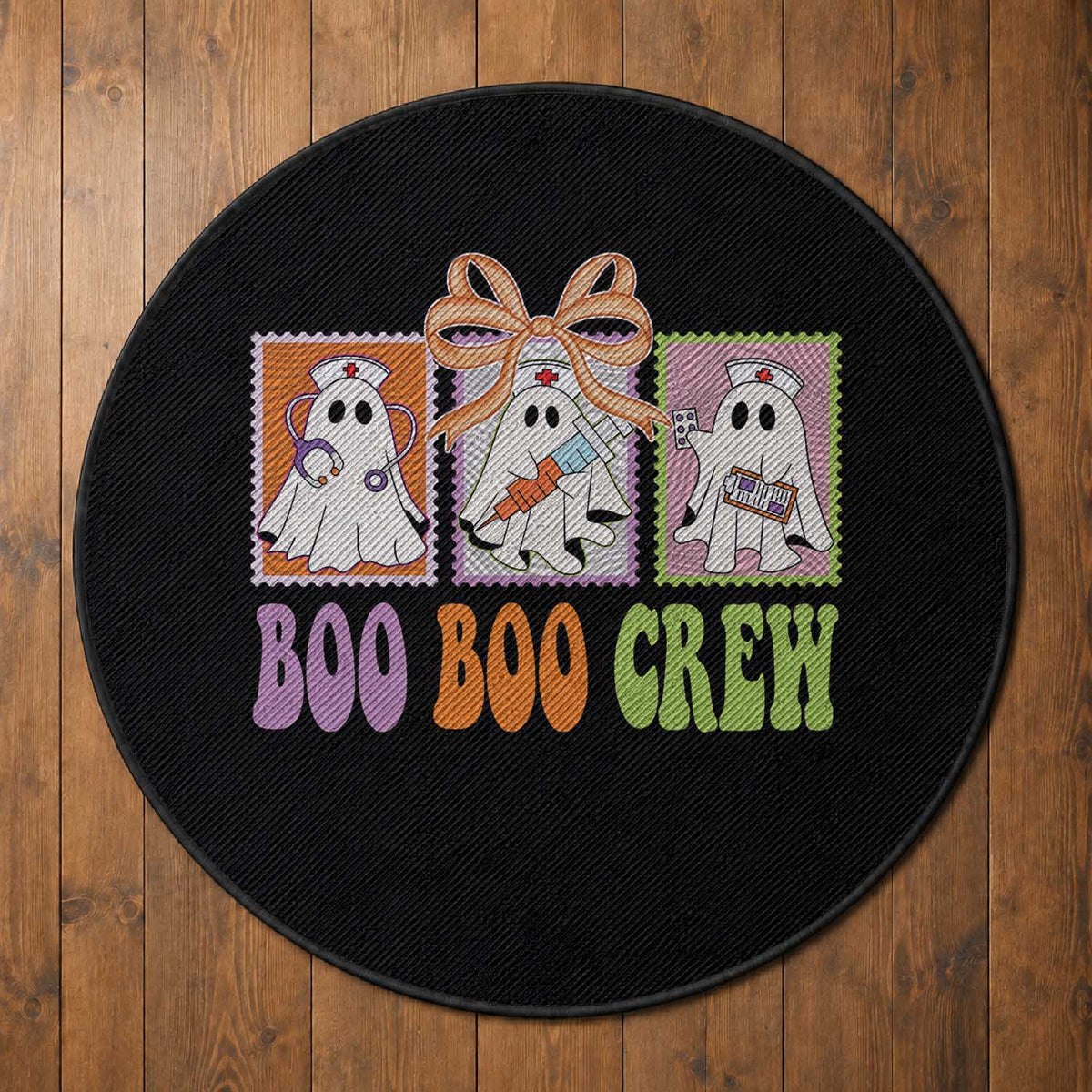 Halloween Nurse Round Rug Boo Boo Crew Cute Spooky Ghost