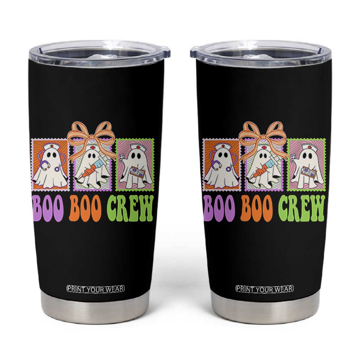 Halloween Nurse Tumbler Cup Boo Boo Crew Cute Spooky Ghost TS11 Black Print Your Wear