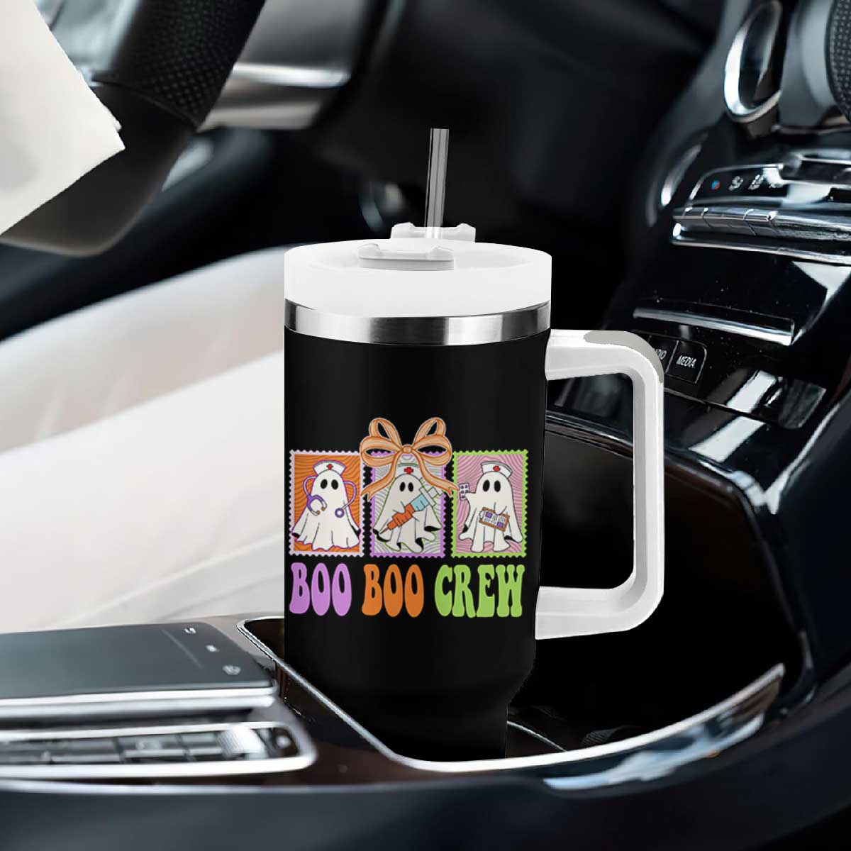Halloween Nurse Tumbler With Handle Boo Boo Crew Cute Spooky Ghost TS11 Print Your Wear