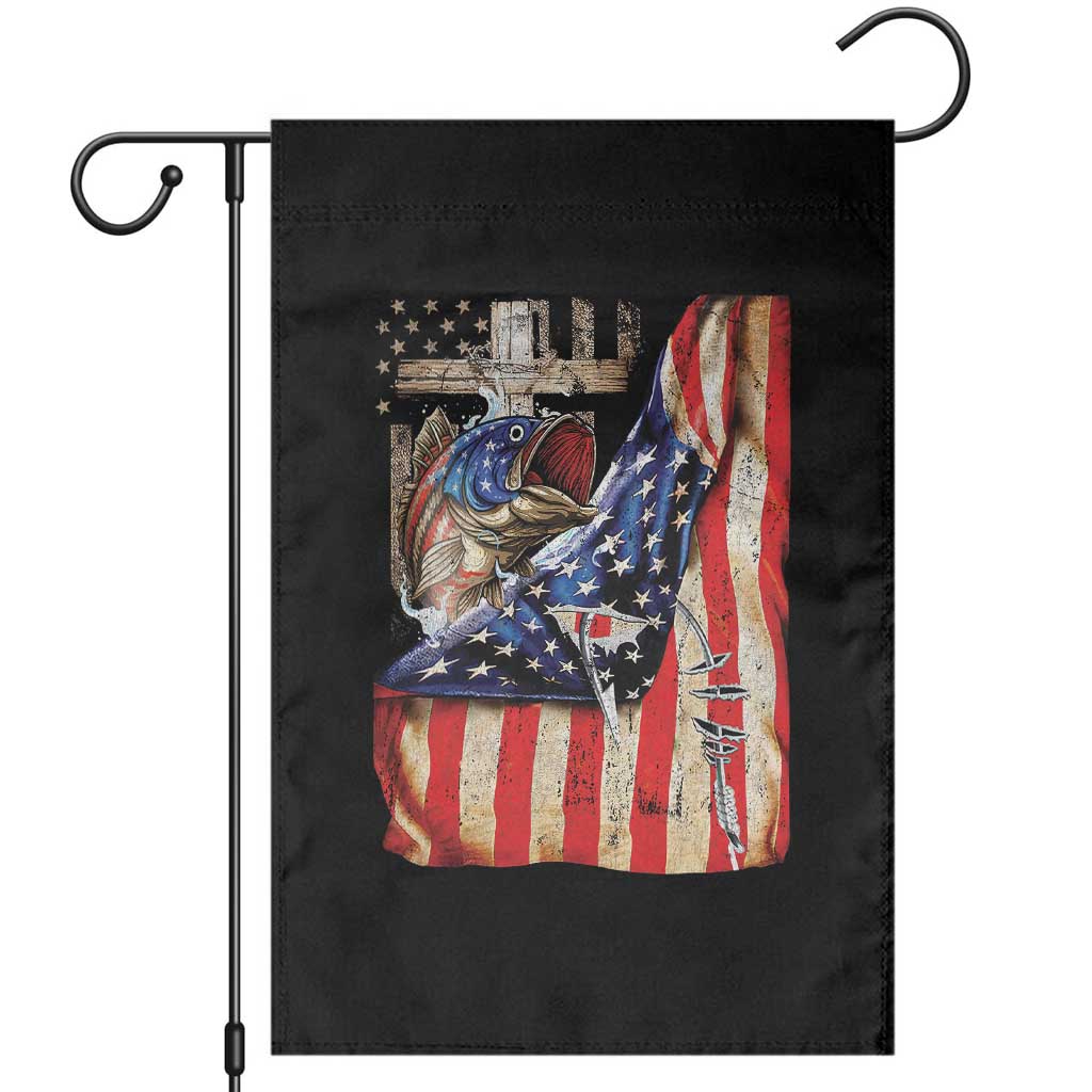 Fisherman Christian Fishing Vintage American Flag Garden Flag TS11 Black Print Your Wear