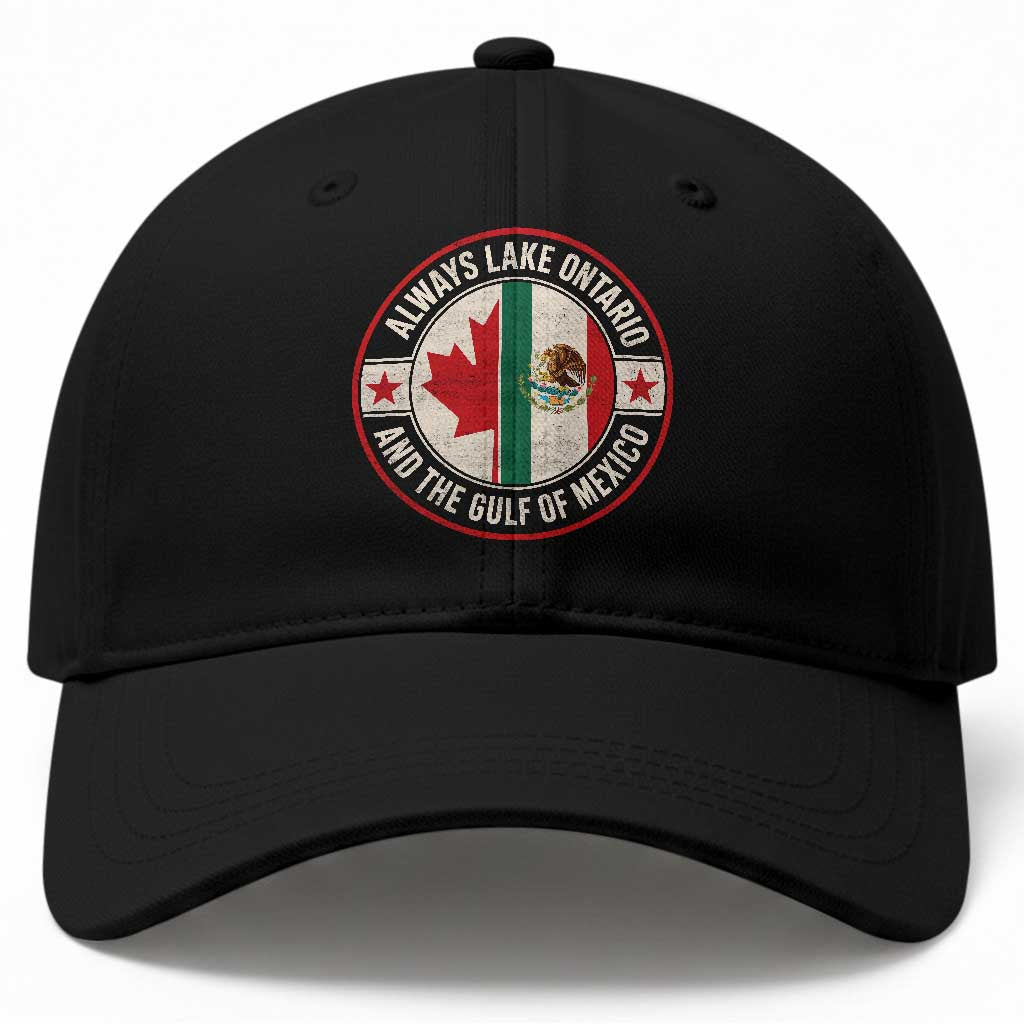 Always Lake Ontario And The Gulf of Mexico Baseball Cap Mexico And Canada Support Vintage Flag